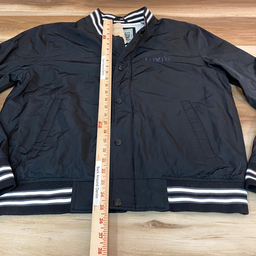 Levis Mens Water Resistant Varsity Bomber Jacket Black Medium NEW $118 - Picture 6 of 10